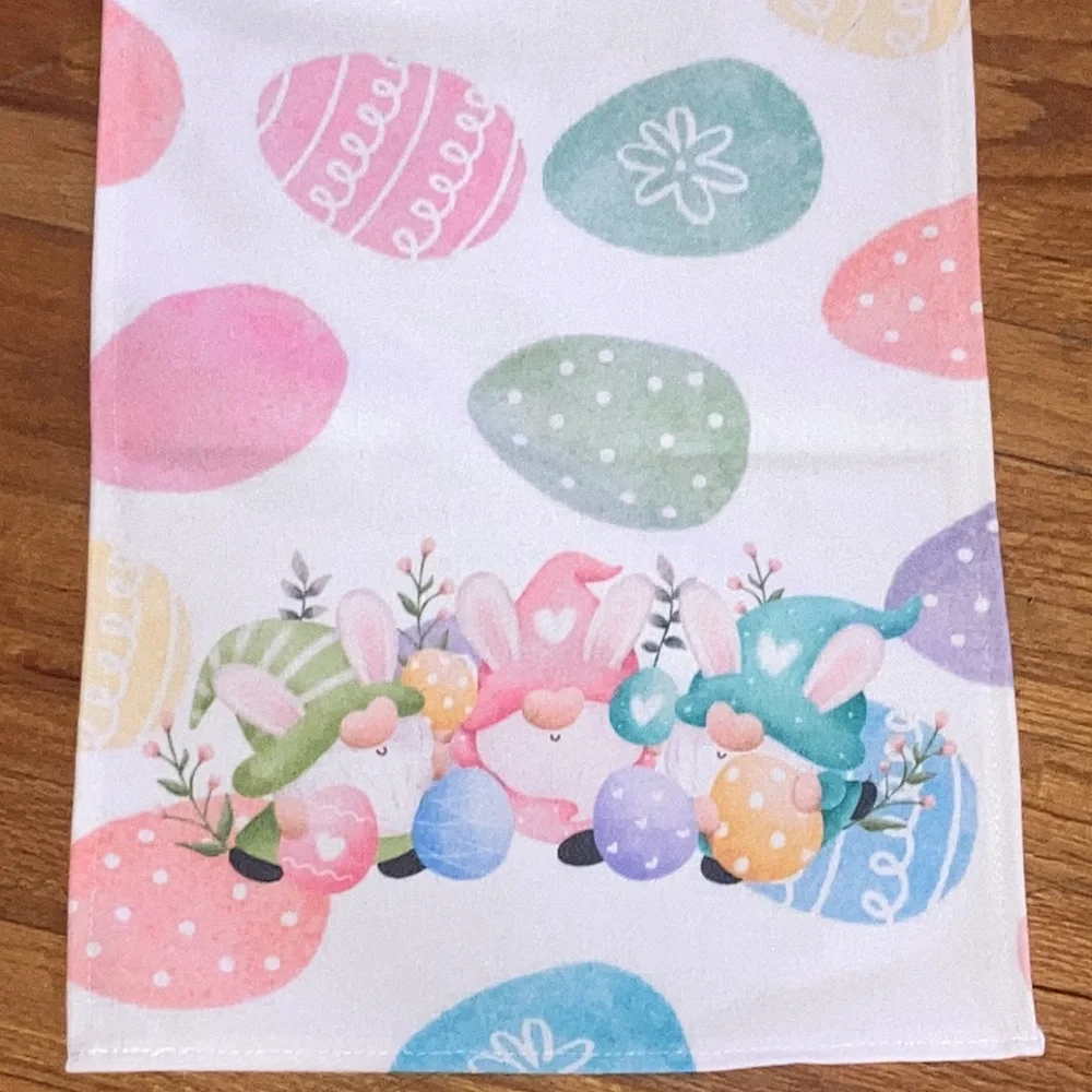 Decorative Easter Pastel Gnomes Eggs 13 in W x 70 in L Table Runner New